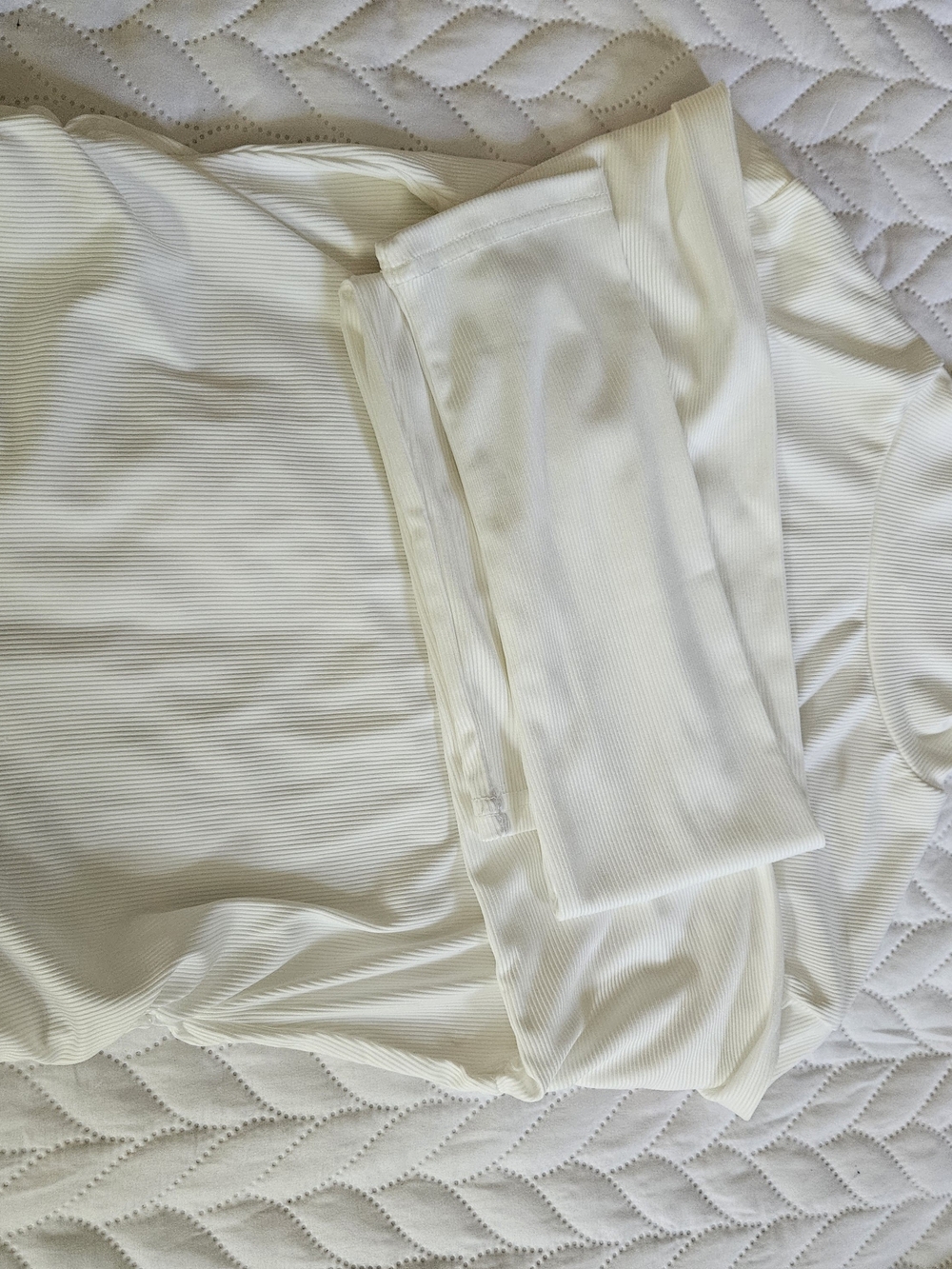 Cream Ribbed Long-Sleeve Top - Lightweight Everyday Layer  P39